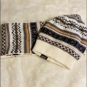 Cute and cozy Muk Luks beanie with matching infinity scarf